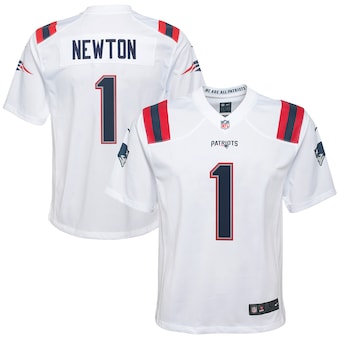 youth nike cam newton white new england patriots game jersey